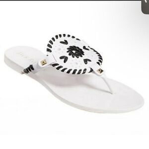 NEW Jack Rogers Women's Georgica Jelly White Black Sandals Size 7 PVC NEW
